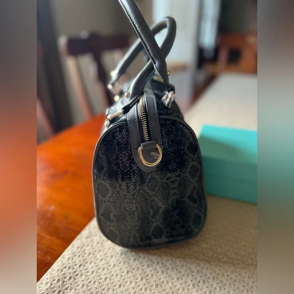 Terzetto Gray Leather Snake Satchel NWOT
